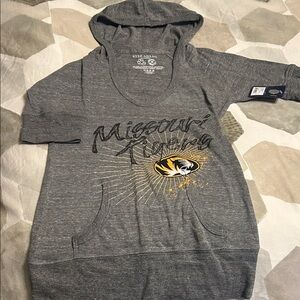 Gray Missouri Tigers Women's Short Sleeve Hoodie